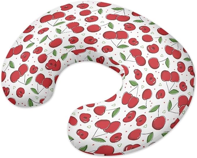 Cherry Feeding Pillow Cover Washable & Breathable Nursing Pillow Slipcovers Breastfeeding Newborn Feeding Cushion Cover Practical Gift, Best Choice for Mom Cover Only