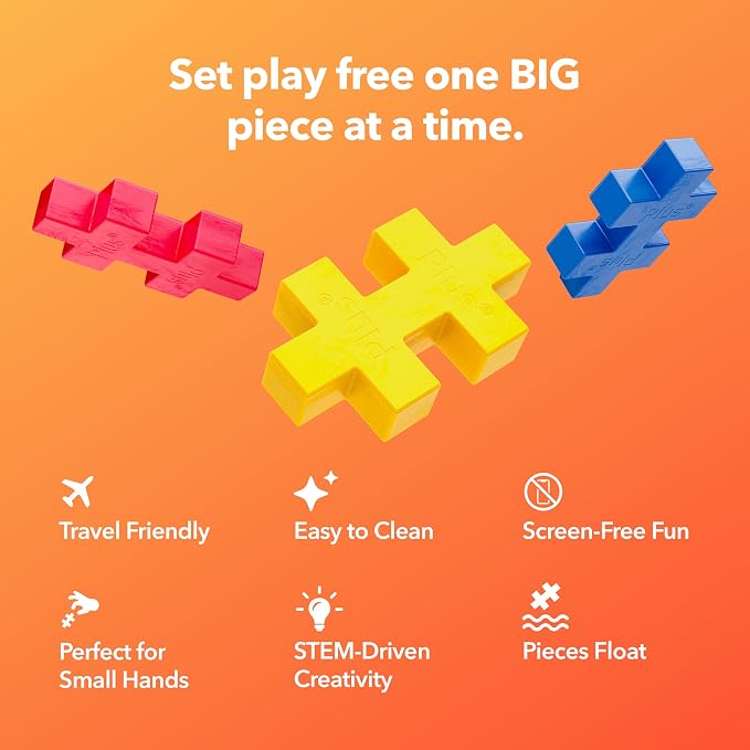 PLUS PLUS Learn to Build Big, Basic - 60 Interlocking Building Blocks for Toddlers and Preschool, Gifts for Boys & Girls