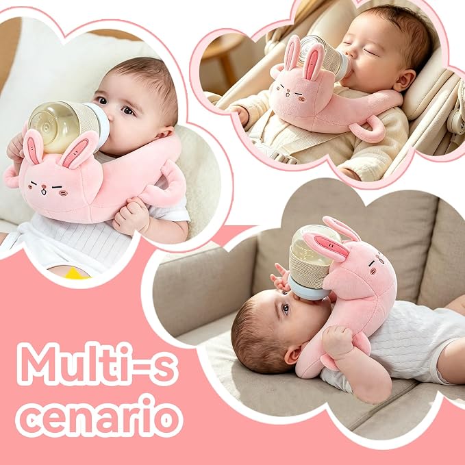 Bottle Feeding Support Pad, Soft Breathable Bottle Holder Pillow Fabric Stable Securing Holder for Comfortable Feeding (Rabbit)