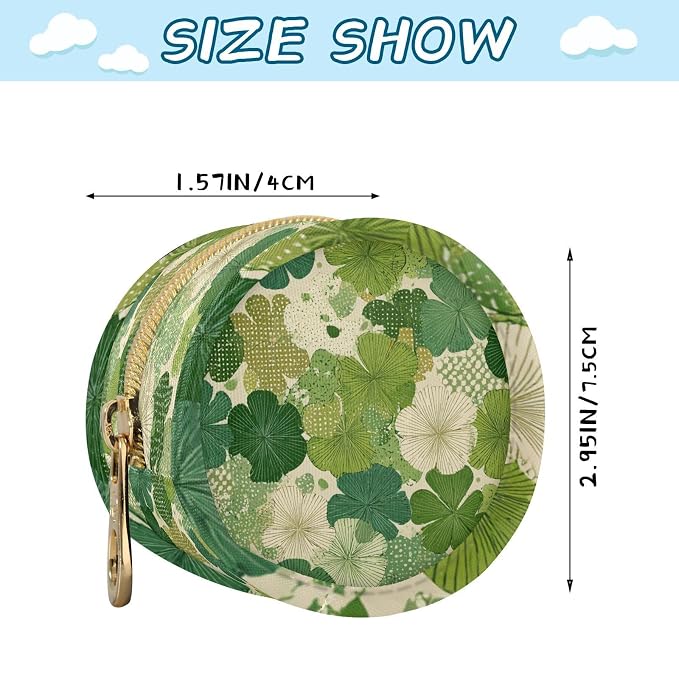 Pacifier Holder with Clip Pacifier Case for Diaper Bag Round Baby Pacifier Pouch Box Bag Portable Green Clovers St. Patrick's Day