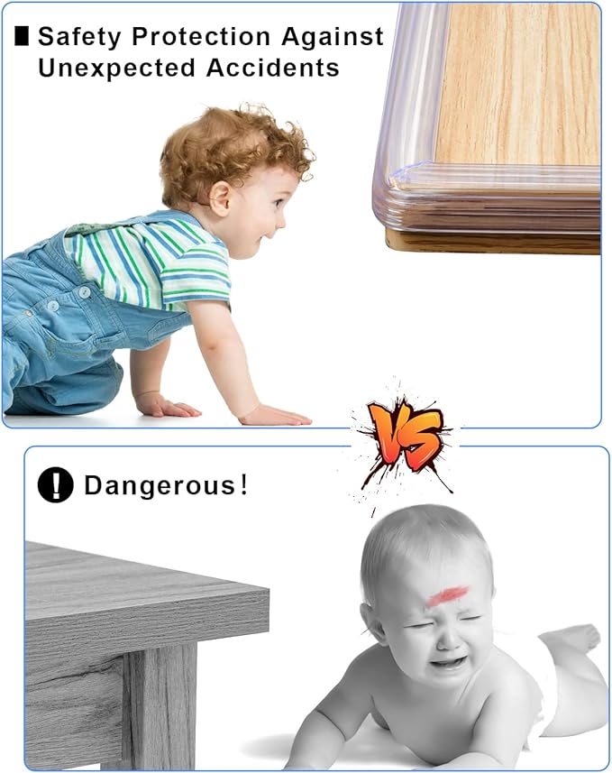 Baby Proofing,32.8ft(10M) Silicone Soft Corner Protectors with Pre-Taped Strong Adhesive, Edge Protectors for Sharp Corners of Cabinets, Tables