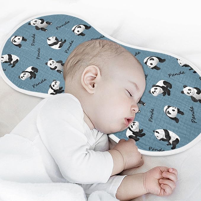 Muslin Burp Cloths for Baby Boys and Girls - 4-Pack Ultra Absorbent Cute Panda Muslin Washcloths, Newborn Towel, Milk Spit Up Rags, Burp Cloth Bib for Unisex, 22 x 11 Inch