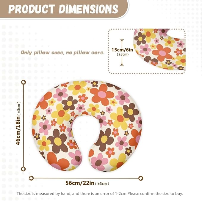 Colorful Flower Newborn Baby Nursing Pillow Case Skin-Friendly Machine Washable Baby Nursing Pillow Cover for Bottle and Breastfeeding Ultra Soft Replacement Pillowcase