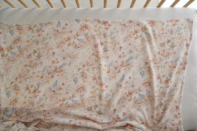2 Pack Baby Muslin Baby Swaddle Blanket Watercolor Flower Print, Cotton 47x47inch Neutral Receiving Blanket Receiving Swaddlinget for Boys & Girls (Watercolor Flower)