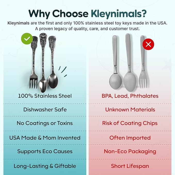 Kleynimals Arctic Friends Made in USA Baby Silverware ??100% Stainless Steel Baby Forks and Spoons, Non-Toxic, BPA-Free, Eco-Friendly, Dishwasher Safe ??Safe Utensils for Babies & Toddlers