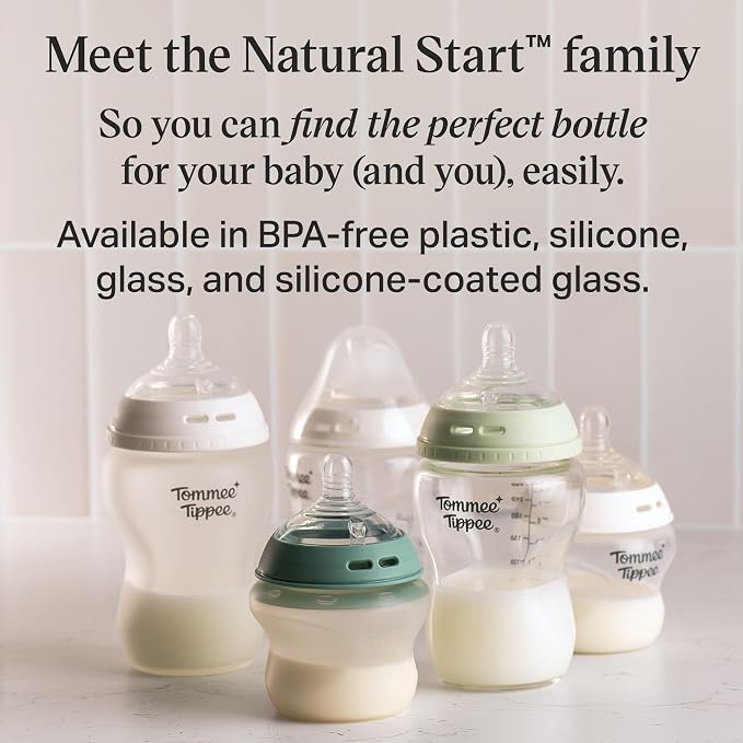 Tommee Tippee Natural Start Anti Colic 5 oz BPA Free Silicone Baby Bottles, 0+ Months, Silicone Feels Like Mother's Skin, Slow Flow Breast-Like Nipple, Clear, Pack of 2
