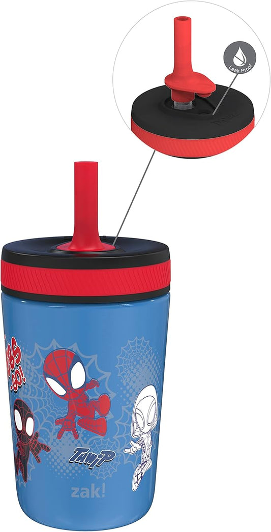 Zak Designs Marvel Spider-Man Kelso Toddler Cups For Travel or At Home, 12oz Vacuum Insulated Stainless Steel Sippy Cup With Leak-Proof Design is Perfect For Kids (Spidey and His Amazing Friends)