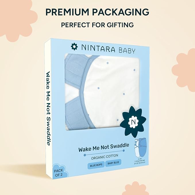 Swaddle Wrap for Newborns – Premium Organic Cotton, Wake Me Not Swaddle with Baby-Safe Closure, Ultra-Soft & Snug Sleep Sack, Breathable Swaddling Blanket, Gifts for 0-3 Months, Pack of 2