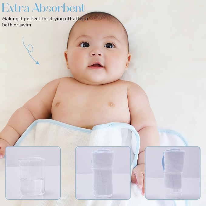 Mooreeke Baby Towel with Hood for Boys Blue Ocean Bath Towel for Babies Ultra Soft Absorbent 3 PCS Baby Towels and 3 PCS Washcloths for Newborn Essentials