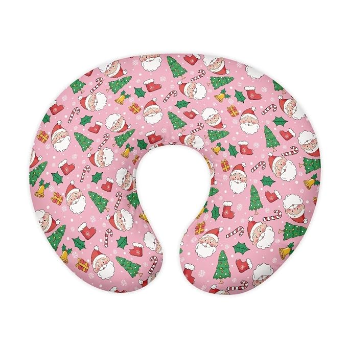 Christmas Santa Claus Sock Breast Feeding Pillow Covers with Hidden Zipper Soft Breathable Nursing Pillow Support Replacement Cover for Home Nursery Room Sofa Christmas Decor