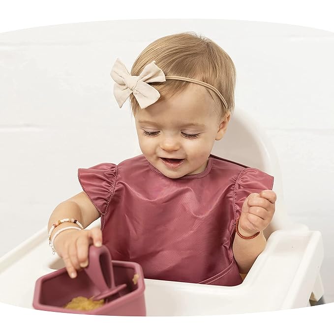 Tiny Twinkle Silicone Training Utensils - Baby Spoons & Baby Forks For Self-Feeding Training - Silicone Baby Led Weaning Utensils For Toddlers And Babies 6-24 Months - Baby Feeding Supplies (Cinnamon)