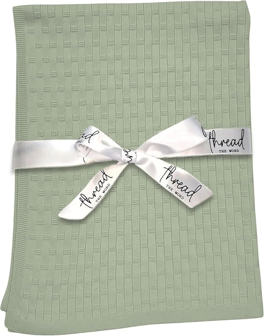 The Lattice Blanket - 100% Organic Cotton Baby Blanket, American Made, 30x40in - Bassinet, Crib, Stroller - Gift Registry Baby Shower for Newborns and Kids (Sage)
