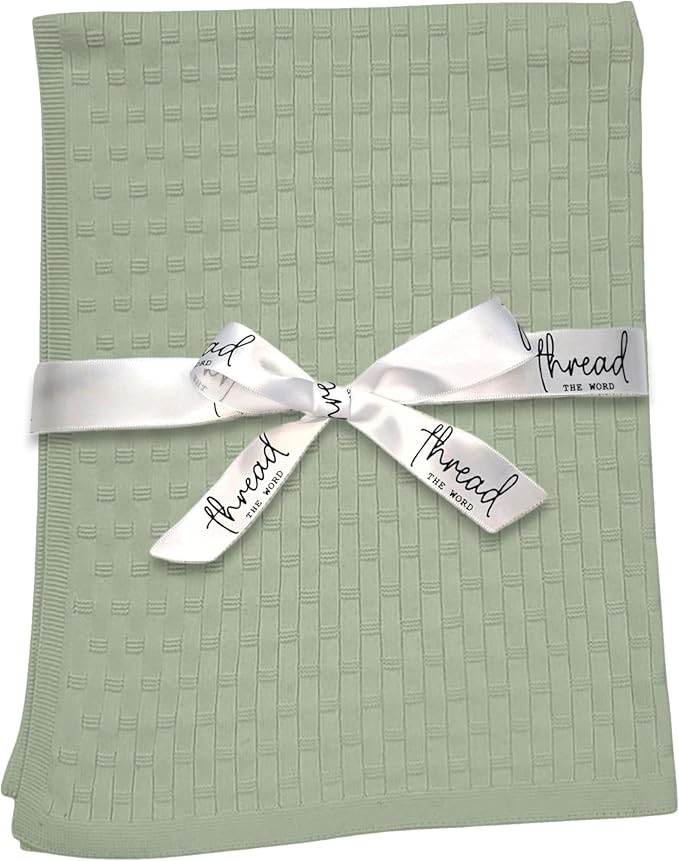 The Lattice Blanket - 100% Organic Cotton Baby Blanket, American Made, 30x40in - Bassinet, Crib, Stroller - Gift Registry Baby Shower for Newborns and Kids (Sage)