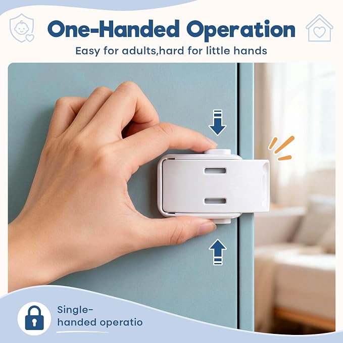 Baby Proofing Drawer Locks,Viaky Child Safety Cabinet Locks,No Drilling or Tools Required,Multi Use Baby Cabinet Latches for Drawers Cupboards Ovens Cabinets(4 Pack,White)