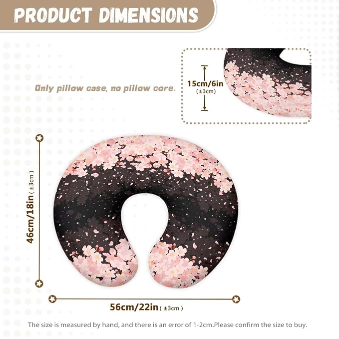 Cherry Blossom Nursing Pillow Covers, Machine Washable Premium Fabric Fits The Original Support Pillow for Breastfeeding and Bottle Feeding, Cover Only