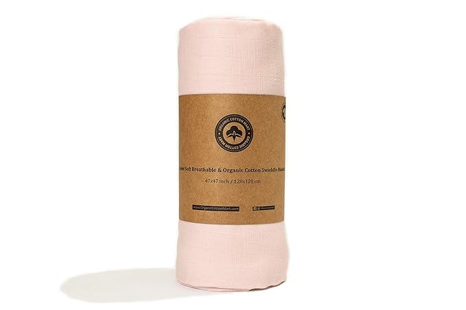 Swaddle Blankets for Baby Girls - Pink Muslin Swaddling Blanket - 100% Organic Cotton Baby Girl Muslin Swaddle Blanket - Gauze Swaddling Blankets and Baby Receiving Blanket - 47”x47”