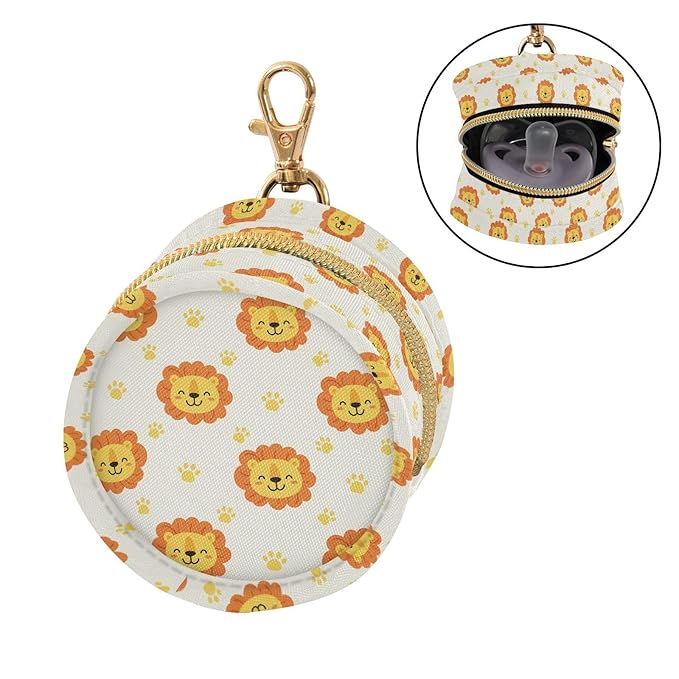 Lion Paw Beige Pacifier Holder Case Newborn Pacifier Storage Pouch for Boys Girls Easy Attach to Diaper Bag Portable Baby Essentials Container