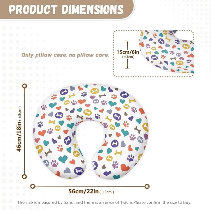 Cute Patterns Nursing Pillow Covers, Machine Washable Premium Fabric Fits The Original Support Pillow for Breastfeeding and Bottle Feeding, Cover Only