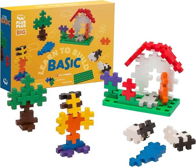 PLUS PLUS Learn to Build Big, Basic - 60 Interlocking Building Blocks for Toddlers and Preschool, Gifts for Boys & Girls