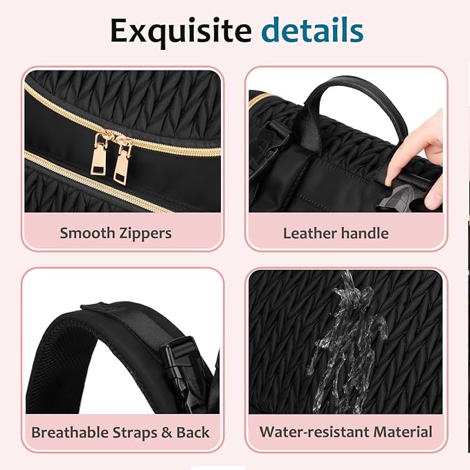 LORADI Diaper Bag Backpack, Baby Shower Gifts, Black | Stroller Clips, Insulated Pockets, Water-resistant, Easy to Clean, Durable