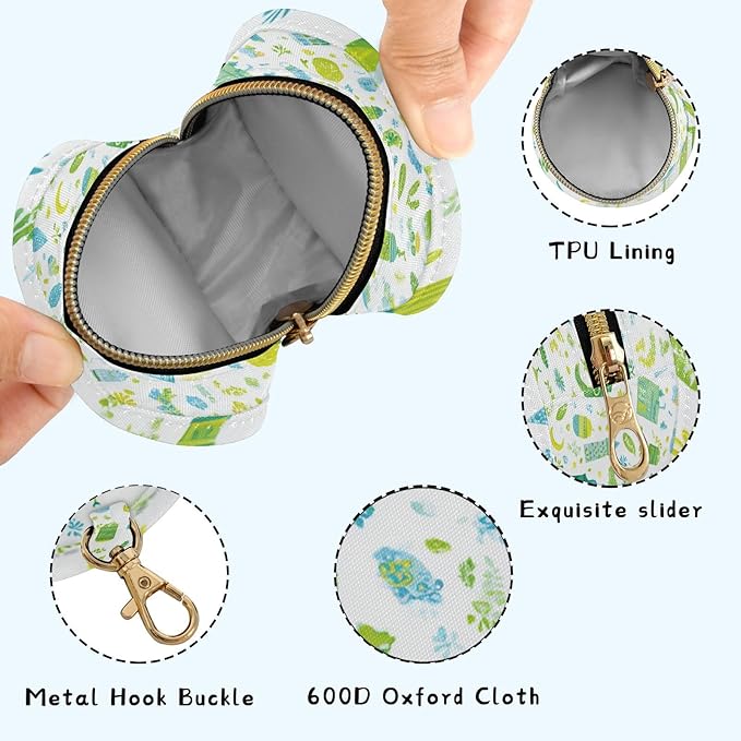 Pacifier Holder with Clip Pacifier Case for Diaper Bag Round Baby Pacifier Pouch Box Bag Portable Eid Mosques Moon Light Green