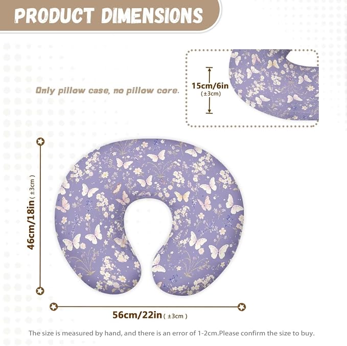 Baby Nursing Pillow Cover for New Mon Newborn Neutral, Crescent-Shaped Breastfeeding Pillow Covers Breastfeeding Pillow Case Replacement - Butterfly Pattern