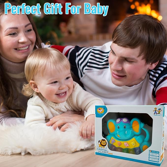 Baby Piano Toy, 6-12 Months Light Up Musical Baby Toys for 0 3 6 9 Months, Early Learning Educational Boys Girls Gifts (Elephant)
