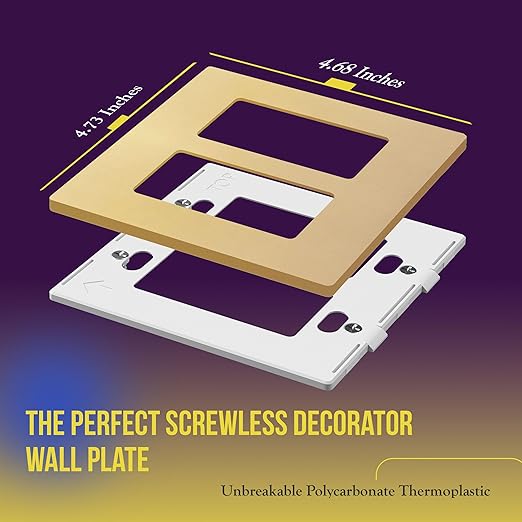 ENERLITES Elite Series Screwless Decorator Wall Plate Child Safe Outlet Cover, Gloss Finish, Size 2-Gang 4.68" H x 4.73" L, Unbreakable Polycarbonate Thermoplastic, SI8832-GD, Gold