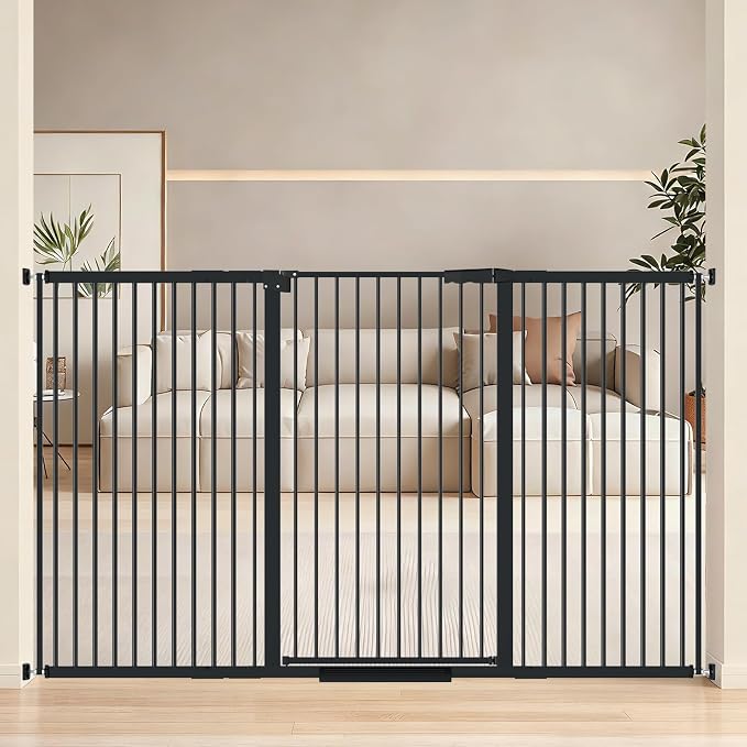 AiWMGL 40.55" Tall, 61.61-69.48 Inch Wide, 1.37" Ultra Narrow Spacing Dog Pet Baby Gate Indoor for Doorway Hallway, Pressure Mounted 62 63 64 65 66 67 68 69 Inches Wide Black