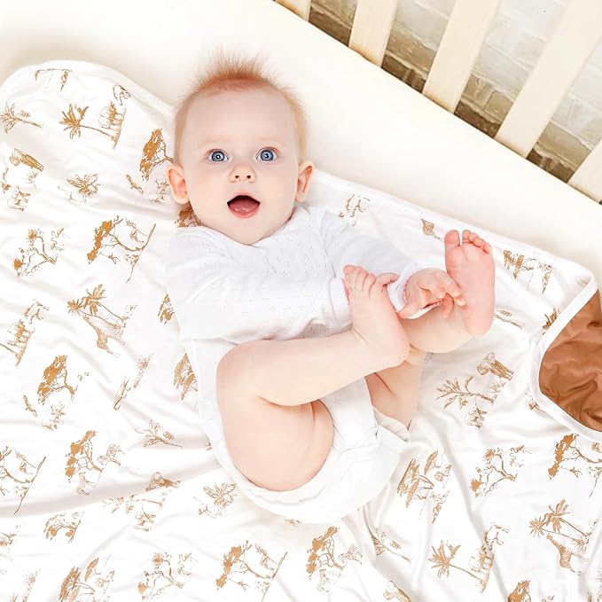 GRSSDER Baby Blankets Super Soft Stretchy Jersey Knit Swaddle Blanket for Baby Girls, Stylish Double Layer Receiving Blankets 34 x 44 Extra Large for Swaddling, Elk Animals