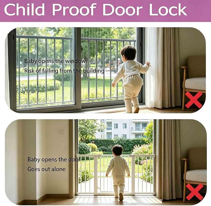 2 Pack Child Proof Door Locks, Adjustable Refrigerator Lock with Keys, Cat Door Latch 3M Adhesive Safety Locks for Baby, Dementia & Pets, No Tools Needed (Black, 2 Pack)