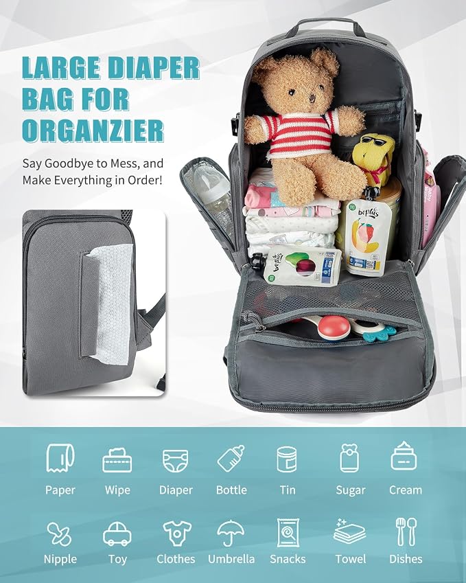 SHARKMOUTH Military Diaper Bag for Dad: Large Insulated Baby Bag with MOLLE System & Changing Pad for Active Dads - 900D Polyester for Outdoor Travel Camping Park Trips