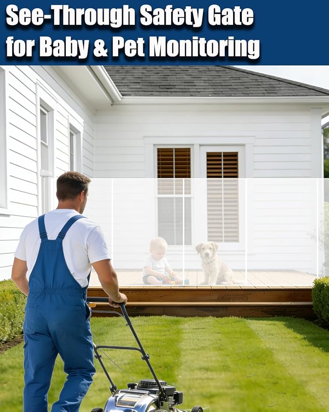200" Retractable Baby Gates Extra Wide for Large Opening, 41" Extra Tall Retractable Dog Gate Pet Gates, Long Child Safety Mesh Gate with Fiberglass Rods for Stairs, Doorways, Hallways, Indoor/Outdoor