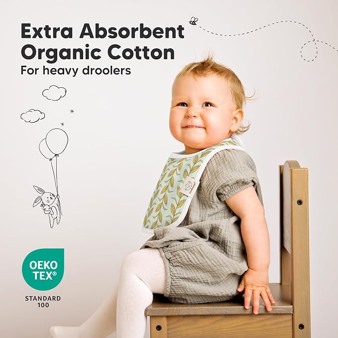 8-Pack Organic Baby Bibs for Boys, Girls - Soft Cotton Drooling and Teething Bibs for Baby Girl & Boy, Extra Absorbent, Easy To Clean & Put On for Toddler, Newborn, Infant 0-24 Months (Countryside)