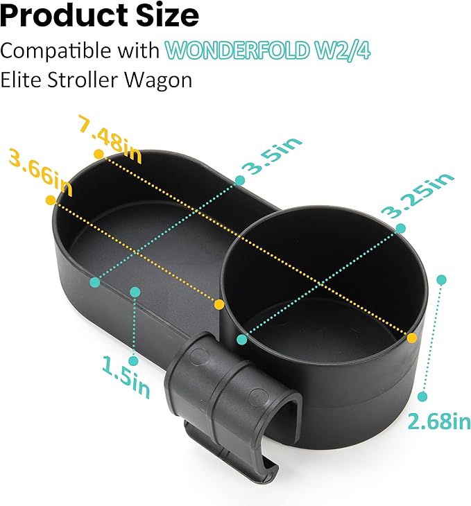 Wonderfold Wagon Snack Tray with Spill-Proof Cup Holders - Compatible with WONDERFOLD W2 & 4 Elite (2 & 4 Seats) | Kid Snacks & Drinks Tray, Detachable, Easy Install, Dishwasher Safe (2-Pack)