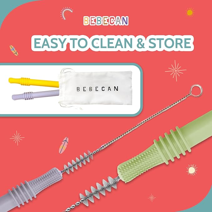 Bebecan Teething Sticks for Babies 36+ Months ??Super Soft Silicone Teething Aids, Infant Oral Soothing Relief Back Molars, Multicolor 6-Pack