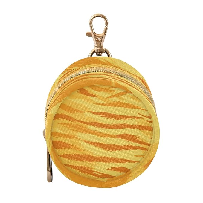 Pacifier Holder with Clip Pacifier Case for Diaper Bag Round Baby Pacifier Pouch Box Bag Portable Bright Orange Yellow Tiger Print