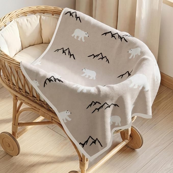 Receiving Baby Blanket,100% Luxury Cotton Knit Baby Blanket,Lightweight Cozy Neutral Swaddling Blanket for Newborns,Boys & Girls,Infant and Toddler