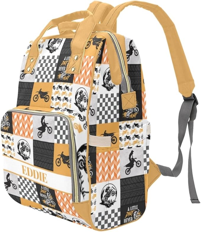 Custom Diaper Bag for baby Customized Baby Bag Personalized Nursing Bags with Name Custom Name Mommy Daypack Bag Tote Bag Gifts (Motocross)
