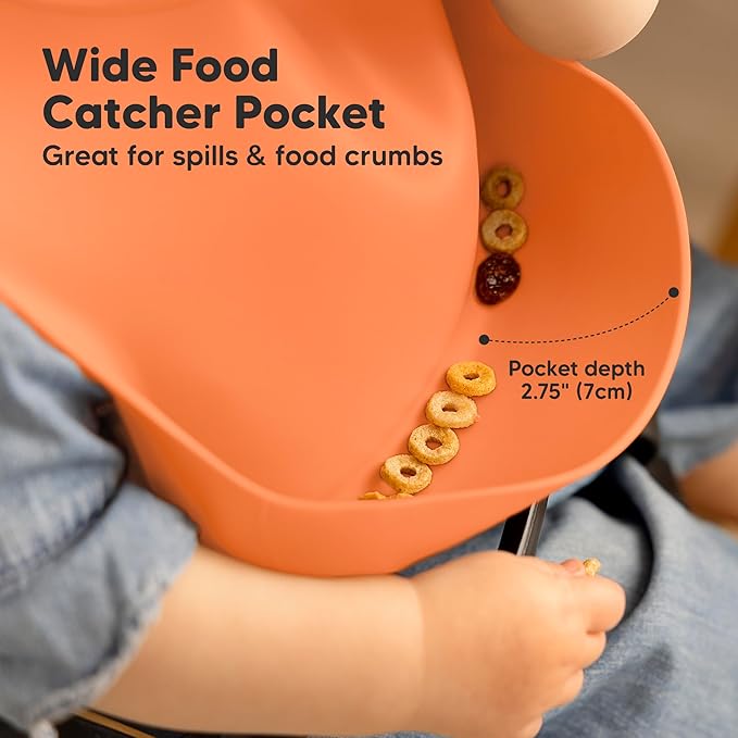 KeaBabies 2-Pack Silicone Bibs for Babies, Toddlers Girl, Boy ??Sturdy Food-Grade Baby Bibs for Eating, Large Food Catcher, Clean & Put On Easily, Waterproof Toddler Feeding Essentials (Amaze)