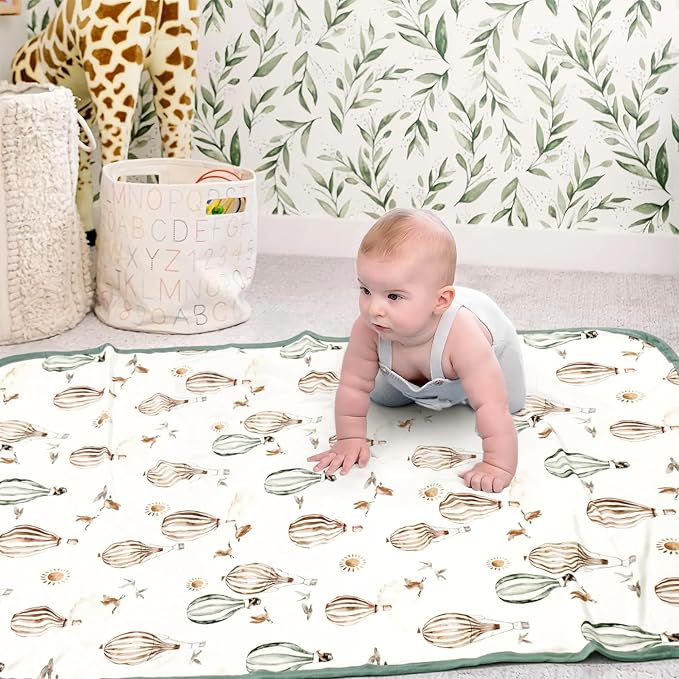 GRSSDER Baby Blankets Super Soft Jersey Knit Swaddle Blanket for Baby Girls and Boys, Double Layer Receiving Blankets 34 x 44 Inches, Extra Large for Baby Swaddling, Balloon Print