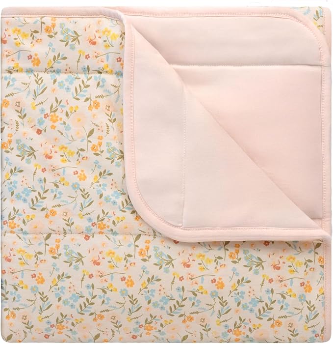 100% Cotton Baby Blankets for Girls, 41"x 27.5" Reversible Nursery Bed Blankets Floral, Soft and Breathable Toddler Blanket, Cozy Crib Comforter and Crib Blanket Nursery Gift Set Newborn Essentials