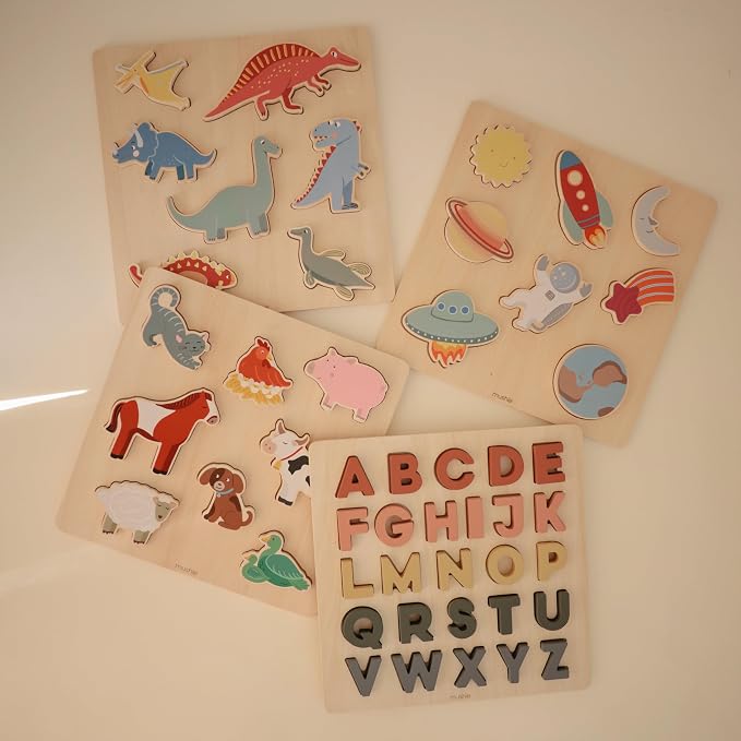 mushie Wooden Farm Puzzle | for Kids 3 Years+ | Preschool Educational & Toddler Montessori Toys (8 pcs)