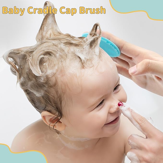 DEBETOOL Cradle Cap Brush and Comb Set with Baby Hair Brush - 3-Piece Wooden Baby Brush Kit for Newborns and Infants