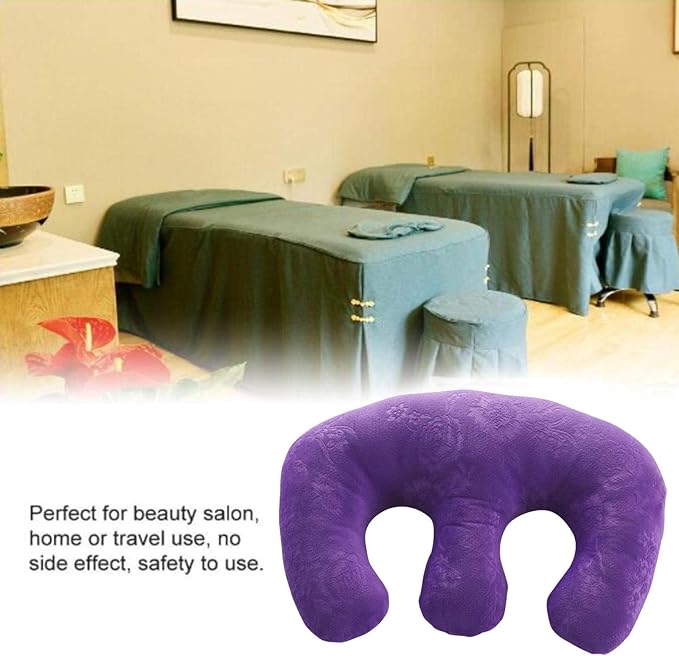 Chest Pillow Breast Support Velvet Cotton Massage Cushion Detachable Pad Comfortable Bolster Suitable for Salon Home Travel Breastfeeding Sleep, Purple, 16.9x11 inch