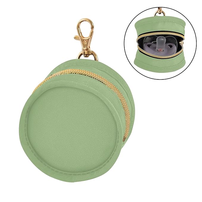 Green Pacifier Holder with Clip Pacifier Case for Diaper Bag Round Baby Pacifier Pouch Box Bag Portable