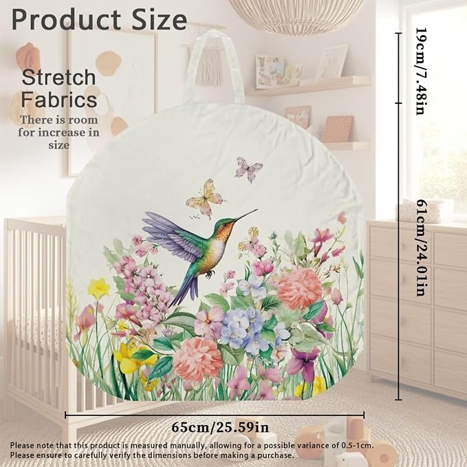 Hummingbird Nursing Pillow Cover Floral Neutral Breastfeeding Pillow Cover Fits 26in*24in Nursing Pillow for Baby Boy Girl,Neutral Baby Nursing Pillow Cover Pillow Not Included