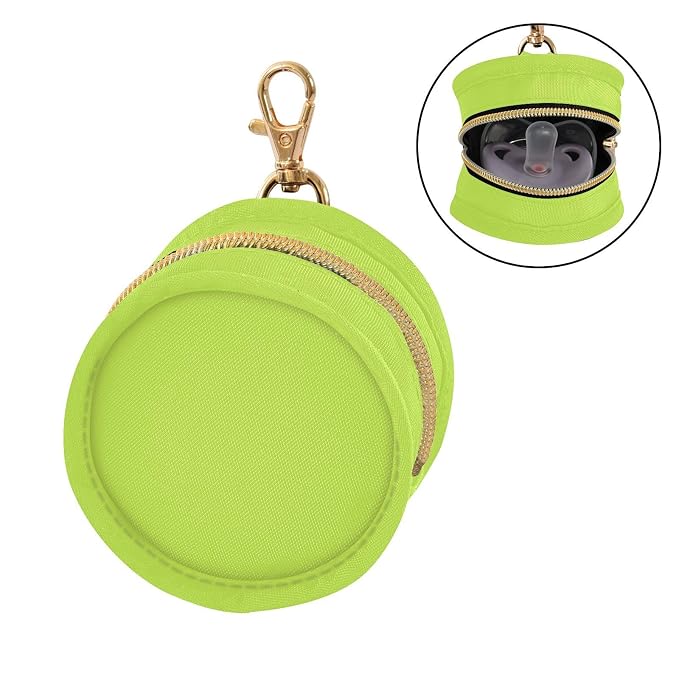 Neon Yellow Pacifier Holder Case Newborn Pacifier Storage Pouch for Boys Girls Easy Attach to Diaper Bag Portable Baby Essentials Container