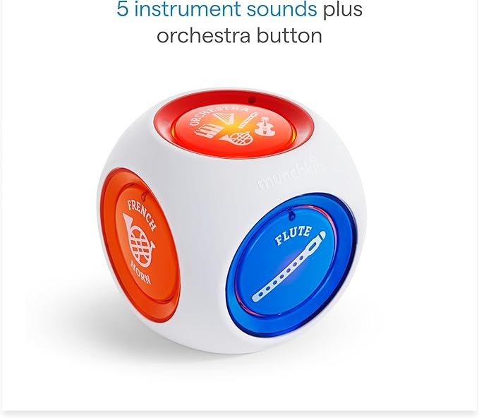 Munchkin Mozart Magic Cube Music Toy for Baby and Toddler - Includes 5 Instrument Sounds, 8 Mozart Songs and Lights