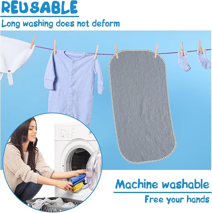 Baby Waterproof Changing Pad Liners (6 Pack) - Washable Reusable Changing Table Cover Liners Double, Portable Diaper Pads, Grey Line